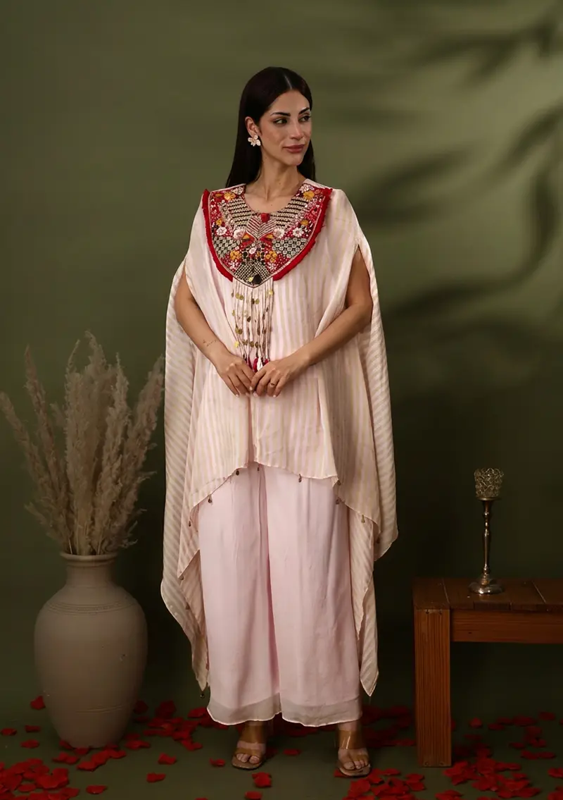 Gulzaar Peach Brocade Kurta Set