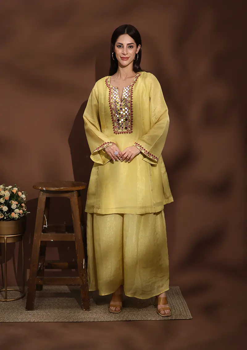 Hina Teal Silk Sharara