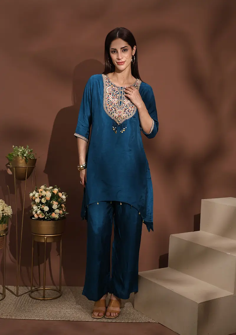 Aurora Peach Floral Kurta Set