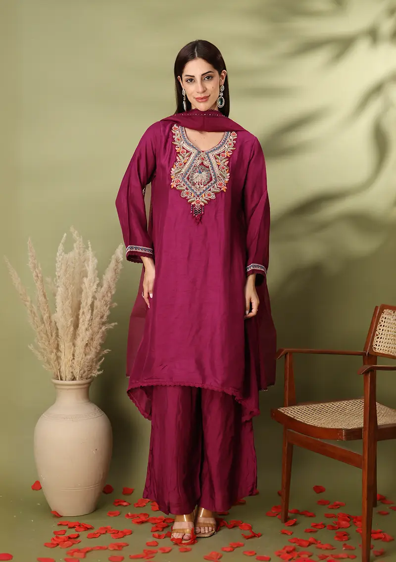 Meher Ivory Chanderi Kurta Set
