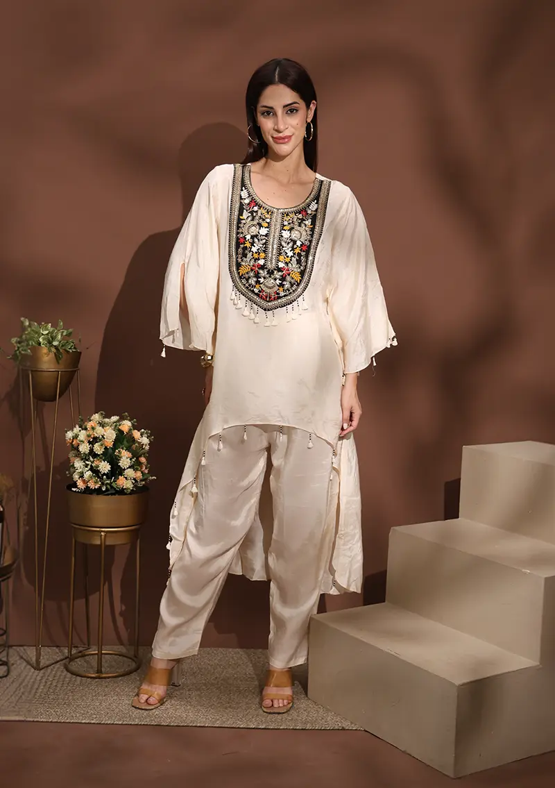Gulnaar Emerald Georgette Sharara Set