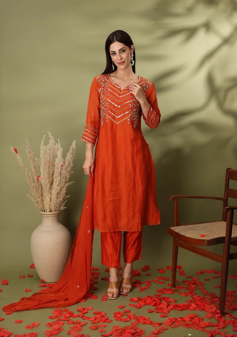 Zoya Mustard Zari Suit Set